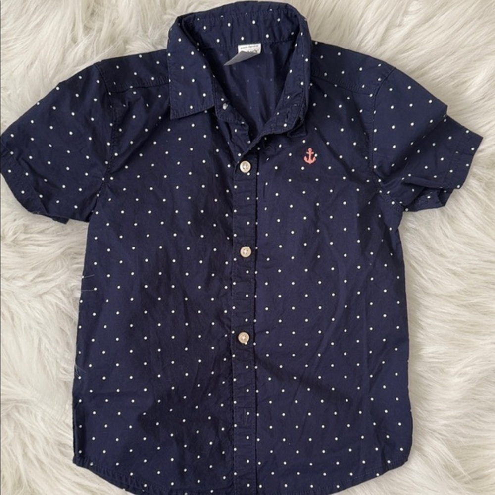 Carter's Dark Blue Kids Button-Up Shirt with White Dots